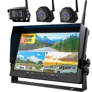 3x Digital Wireless 10.1" Monitor DVR Side View Backup Camera For Caravan Truck