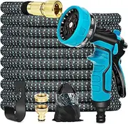 Expandable Garden Hose, Garden Water Hose Leak-Proof with 8-Function Sprayer,30FT Retractable Hosepipe for Garden, No-Kink Flexible Water Hose with Solid Brass Fittings for Watering Cleaning