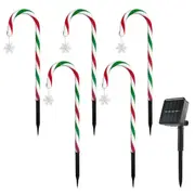 Solar Pathway Christmas Lights 12Pcs Candy Cane Outdoor Garden Decoration Walkway Porch Lawn Yard Green Red White Energy Saving