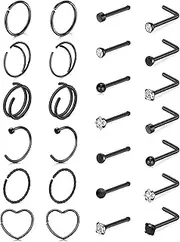 [TOKRING] 20G Nose Rings Hoops Nose Rings Studs for Nose Piercings Surgical Steel Nose Piercing jewelry for Women Men