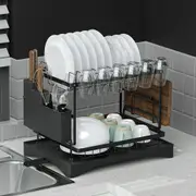 2 Tiers Cefito Dish Rack Expandable Drainer Black