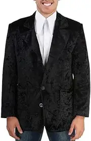 [LDNINE] Men's Vintage 70s Velvet Suit Slim Fit Blazer Jacket for Weddings,Parties,and Formal Events Tuxedo, Black, Small