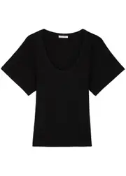 BY Malene Birger Lunai Ribbed Stretch-cotton T-shirt - Black - L (UK14 / L) L (UK14 / L)