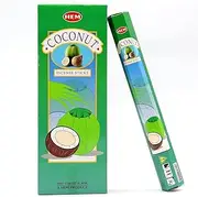 20/120 HEM Incense Sticks Nag Champa Hex Meditation Aroma Floral Home Fragrance, Coconut, 120 Sticks