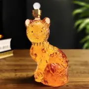 500ML Chinese Zodiac Cat Whiskey Decanter, Lead-Free Glass Bottle for Tequila