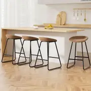 Artiss 4x Bar Stools Kitchen Dining Chairs Counter Stool PU Leather Metal Brown