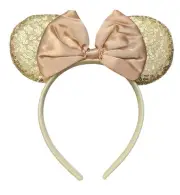 Mouse Sequin Ears Headband Hair Band Bow Light Gold New Set Of 2