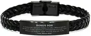 [Generic] Son Braided Leather Bracelet Engraved with Love, Confidence, and Appreciation, Perfect Idea Gifts for Birthday, Christmas, Graduation, and More - Special Bracelet for My Son from Mom, Small, Silver