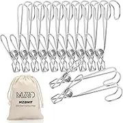30 Pcs Clothes Pegs，3.74in Stainless Steel Metal Long Tail Clip with Hooks, Durable Hanging Clips，Heavy Duty Multifunctional Hangers Use for Display Storage Items(30 PCS)