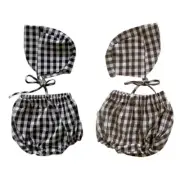 Baby Plaid Bread Shorts with Hat Summer Baby Boys Girls Bloomers Diapers Shorts