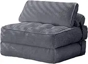 [HOMREST] Folding Sofa Bed, Convertible Sleeping Chair with Backrest Support and Soft Corduroy Fabric, Folding Couch Bed with Cushion for Small Spaces/Living Room/Bedroom/Apartment