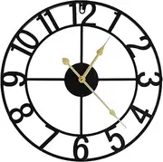 Large Wall Clocks for Home Decor, Oversized Roman Numeral Wall Clock, 16 Inch Round Silent Farmhouse Modern Wall Clock, Non Ticking Battery Operated Wall Clock for Home Living Room Bedroom (Black)