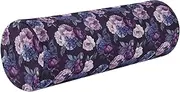 [Caihoyu] Bolster Pillow Long Neck Roll Pillow with Cover Round Pillow Foam Travel Pillow Cylinder Bed Back Support Blue Purple Flowers Watercolor