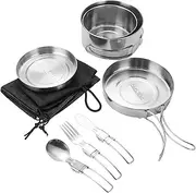 Eigell 7X Camping Mess Kit 304 Stainless Steel Camping Utensils Set for Outdoor