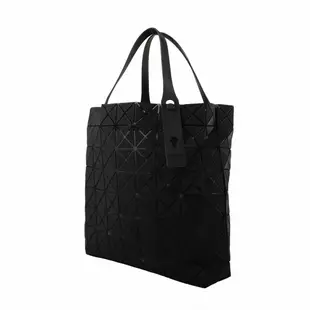 ISSEY MIYAKE BAOBAO 側凹折尼龍幾何方格8x9手提包(霧面黑)