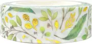 Gold and Silver Foil Washi Masking Tape, 15Mm X 5M, Sprig Leaves