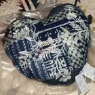 New Pottery Barn Patchwork Heart Pillow 16 X 17 Blue Indigo Denim Embroidered