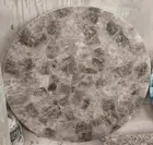 Lighr Smoky Quartz Meeting Table , Resin Restaurant Table , Round Dining Table
