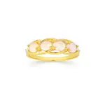 9ct Gold White Opal And Diamond Band in White