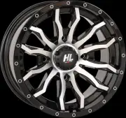 HL21 Wheel Gloss Blk Machined 14x7 4/156 4+3 10mm Polaris Scrambler XP 850 14-15