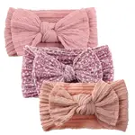 3PC FLORAL PRINTS NYLON HEADBANDS NEWBORN BABY CABLE KNIT KN