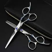 Hair Cutting Scissors, 6 Inch Professional Japan 440c Blue Plum Hair Scissors Cutting Barber Makas Cut Hair Salon Thinning Shears Hairdressing Scissors Set