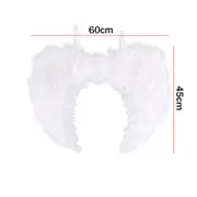 White 60cmx45cm Feather Angel Fairy Wings Adults Kids Fancy Dress Costume Masquerade Halloween