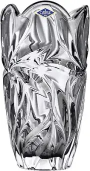 Bohemia Crystal AU52635 11.25" Flowers Vase 'Flora'. Lead-Free Crystal, Gray
