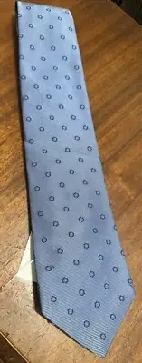 Brooks Brothers “346” Light Blue Silk Tie With Blue Medallions