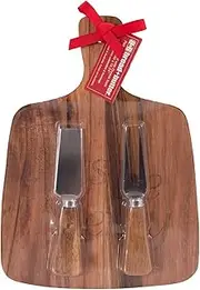 Bread and Butter Rectangle Paddle Food Board with 2 Cheeese Knives (3 Piece Set)
