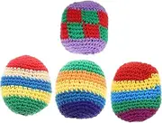Kisangel 4pcs Knitted Kickball: Knit Sack Balls Crochet Juggling Balls for Outdoor Games - Multicolor Stuffed Sandbag - Kick Sack for Yard Activities