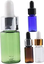 ASAKKURA 4 pcs Essential Oil Dropper Bottles Travel Friendly Reusable Plastic Perfume Containers Transparent for Carrying Liquids the Go Random Color