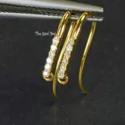 12mmx15.5mm 14k Solid Yellow Gold Diamond Earwires PAIR