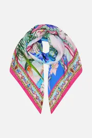 LARGE CRYSTALLED SILK SQUARE SCARF SPIRIT OF SANTA MARIA