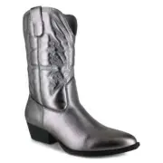 Portland Boot Company Olympia Western Boot Womens Gunmetal Metallic Leather Sz 8