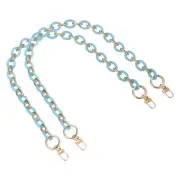 2Pcs 24 Inch Acrylic Purse Chain Handle Purse with Buckles (Sky Blue + Gold)