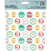 docrafts Papermania Happy Days Cling Urban Stamps 6 in Bottle Caps Mixed Media