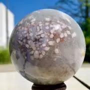 1.11LB Natural Sakura Flower Agate QUARTZ Sphere Crystal Ball Healing