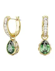 [Swarovski] Chroma Drop Earrings Pear Cut Gold-Tone Plated in Green