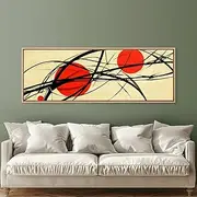 Sun Streaks 3 Red Suns With Black Streams Framed Print Mcm Style Geometric Abstract Wall Art