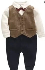 Feidoog Newborn Gentleman One Piece Long Sleeve Baby Boys Gentleman Formal Tuxed