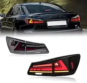 HCMOTIONZ HCmotion Tail lights Assembly for 2006-2013 Lexus IS250/IS350/ISF Sedan, Taill Lamp with Start UP Animation, Reverse Lights, LED DRL light, Plug-and-play, LED Tail Lights Replacement