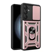 For Samsung Galaxy A55 5G Case Shockproof Shielding Cover, Metal Ring, Rose Gold