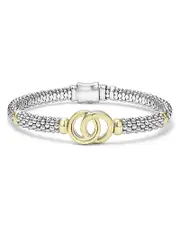 Lagos 18K Yellow Gold & Sterling Silver Signature Caviar Interlocking Circle Beaded Bracelet