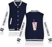 [C_EDITION1] Unisex Baseball Jacket Charli DAmelio Cosplay Ice Coffee Splatter Jersey Casual Sweatshirt Outerwear