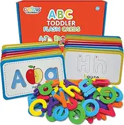 Curious Columbus - Alphabet Flash Cards for Toddlers and Kids - ABC Learning for Toddlers - Learn to Read - Toddler Flash Cards and Foam Alphabet Magnets - Letter Flashcards Homeschool Supplies