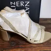 Naturalizer Vanessa 2 Size 7M Champagne Microfiber Heeled Sandals