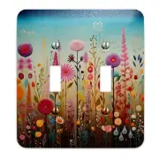 Metal SwitchPlate - Folk Art Wildflower Meadow Light Switch Cover, Multiple Size