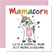 Mothers Day Cards for Mum - Mamacorn - Mum Birthday Card from Daughter Son, Happy Birthday Mum, Mummy Unicorn Birthday Card, 145mm x 145mm Mothers Day Mama Mammy Mom Mommy Funny Greeting Cards