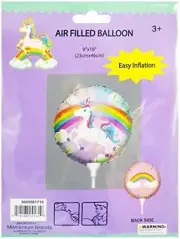 Unicorn Rainbow Air Filled Foil Balloon Easy Inflation with Stick NEW
